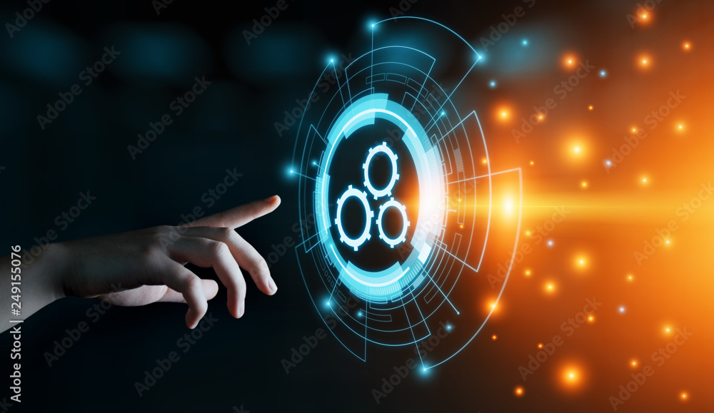 Poster automation software technology process system business concept