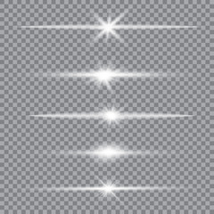 Vector set of glare lighting, twinkle lens flares.