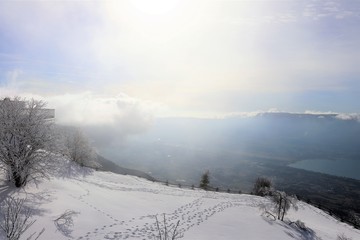 MONTAGNE - LE MONT REVARD SOUS LA NEIGE - MASSIF DES BAUGES - SAVOIE