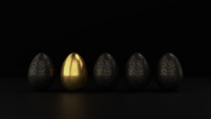 Happy Easter Luxury background with golden and black eggs