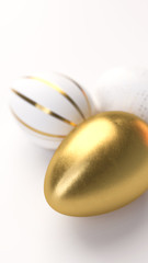 Happy Easter Luxury background with golden and white eggs