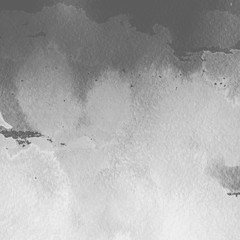 Silver with gray ink and watercolor textures on white paper background. Paint leaks and ombre effects. Hand painted abstract image.