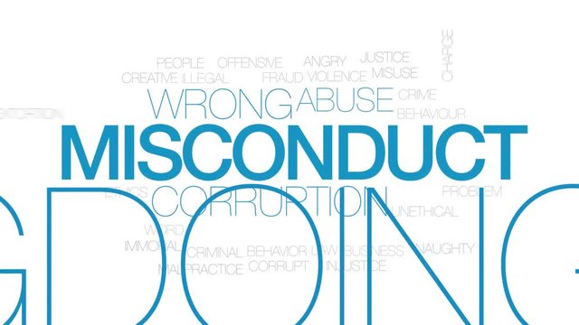 Misconduct animated word cloud. Kinetic typography.