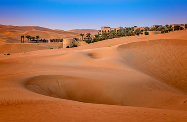 Beautiful sand dunes in the desert, Abu Dhabi, United Arab Emirates.