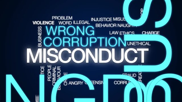 Misconduct animated word cloud. Kinetic typography.