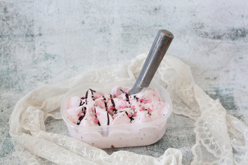 Peppermint Gelato with Dark Chocolate Drizzle