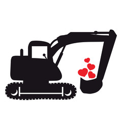 St Valentine's day excavator silhouette illustration