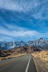 Lone Pine, California morning view of Mount Whitney from Whitney Portal road in Lone pine