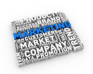 3d wordcloud tag of marketing concept