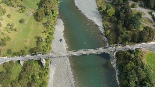 High angle view of Mangaweka bridge over Rangitikei river, New Zealand 4k