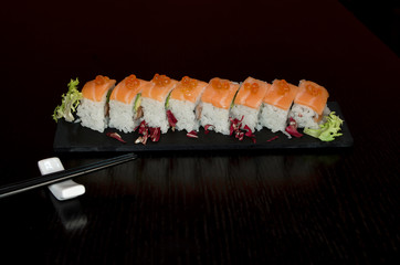 Delicious sushi ready to eat