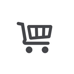 Shopping cart icon vector symbol, line outline art trolley pictogram sign isolated clipart