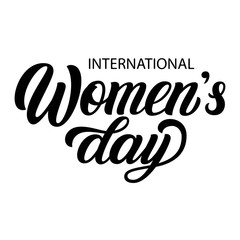 International Women's day brush hand lettering, isolated on white background. Calligraphy vector illustration. Can be used for holiday type design.
