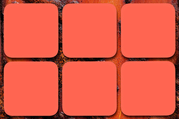 Naklejka premium 6 geometrische Felder in der Trendfarbe 2019 Living coral