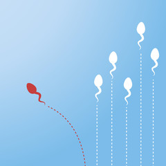 The sperm cell leader . Background of moving sperm. 