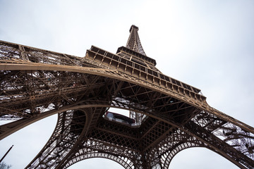 The Eiffel Tower in Paris shot against the sky