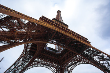 The Eiffel Tower in Paris shot against the sky