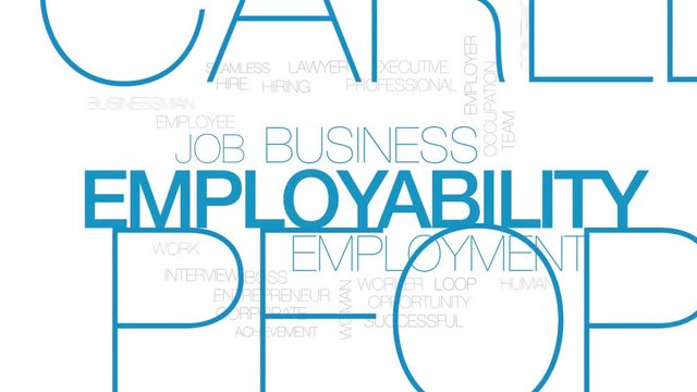 Employability animated word cloud. Kinetic typography.