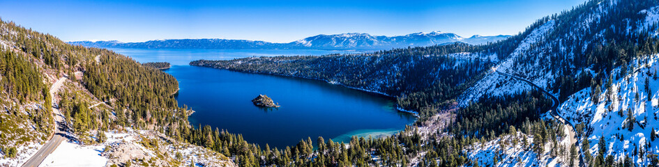 Aerial Emerald Bay, Lake Tahoe, California USA Panorama