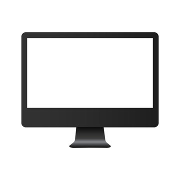 Computer monitor with white screen mock up. Vector