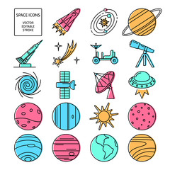 Space icons set in thin line style © ekazansk
