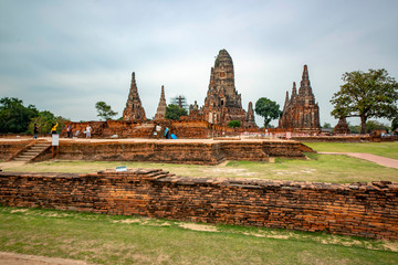 Naklejka premium Wat Chaiwatthanaram Temple in Ayutthaya, Thailand