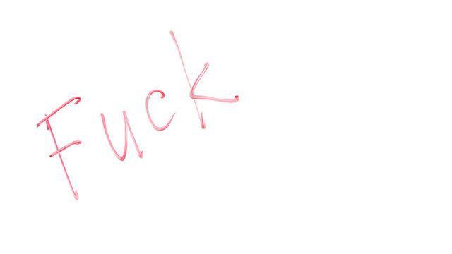 Fuck word written on glass, expressing anger and annoyance, bad manners, hatred