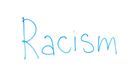 Racism word written on glass, national minorities discrimination, race priority