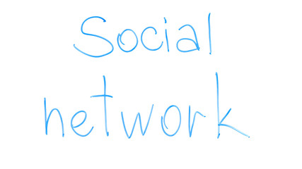Social network phrase written on glass, international chatting, youth leisure