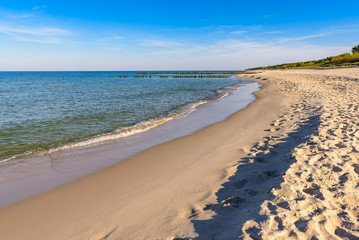 Beautiful coastline of Baltic Sea with sandy beach. Poland