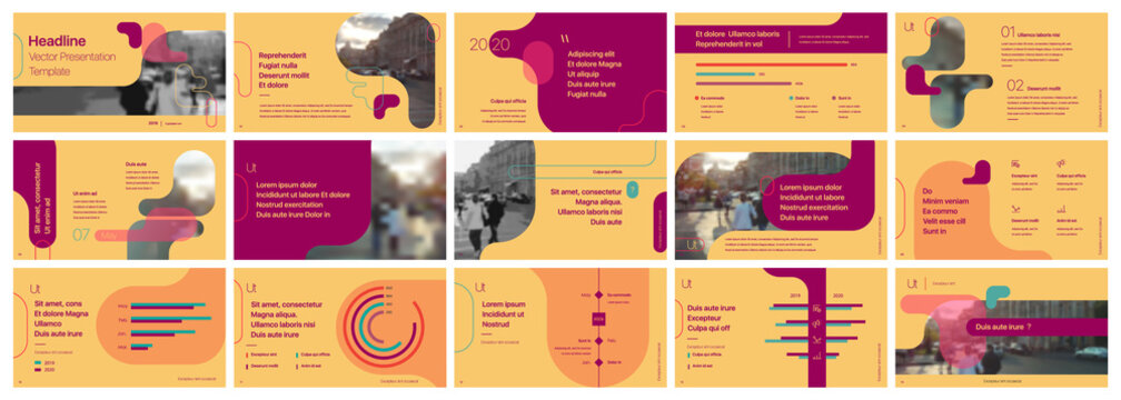 Presentation template. Elements for slide presentations on a yellow background. Use also as a flyer, brochure, corporate report, marketing, advertising, annual report, banner.
