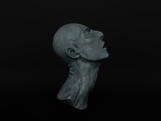 visualization of metal face sculpture 3D illustration