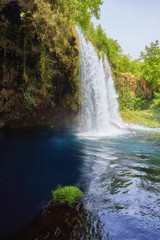 Fototapeta na wymiar View of the waterfall Upper Duden in the city of Antalya.