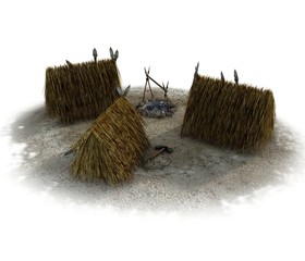 hut, ancient housing, 3d visualization, illustration