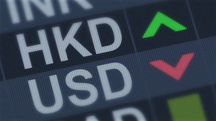 Hong Kong currency rising, American dollar falling, exchange rate fluctuations