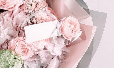 Flowers composition romantic. Soft tone flower background. Flowers pink on pastel pink background. Wedding. Birthday. Happy woman's day. Mothers Day. Valentine's Day. Flat lay, top view, copy space