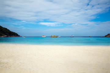 Fototapeta na wymiar Deserted tropical beach. Travel and vacation concept. Clear sea in thailand
