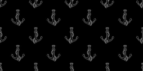 Anchor Seamless Pattern helm boat vector diamond nautical maritime tropical background wallpaper black isolated