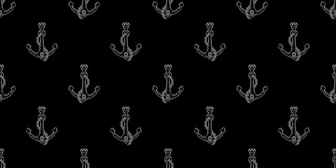 Anchor Seamless Pattern helm boat vector diamond nautical maritime tropical background wallpaper black isolated