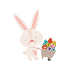 bunny with wheelbarrow and easter eggs icon