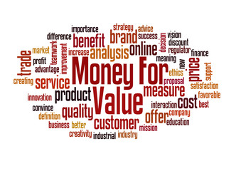Money for value word cloud concept