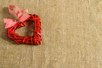 Red heart woven rattan