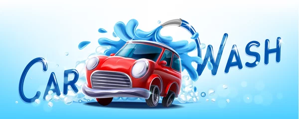 Foto op Plexiglas auto wassen illustratie © mollicart