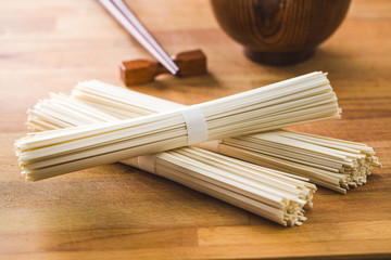 Raw udon noodles.