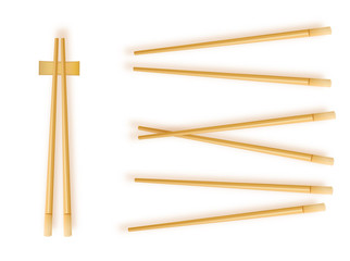 Chopsticks. Set Accessories for Sushi Isolated on White Background. Vector Illustration