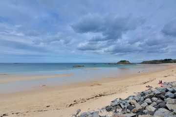 plage, mer, sable, Bretagne, Saint-Malo, ciel, paysage, océan, eau, côte, nature, bleu, été, horizon, voyage, nuage, île, vague, marine, tropical, panorama, nuage, vue, vacances, rivage, lac, littoral