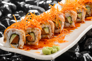 Row of sushi rolls