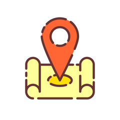 Map pin icon. Isolated address and map pin icon line style. Premium quality vector symbol. Vector map icon with pin pointer. Location