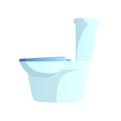 Close-up side view of white ceramic toilet with closed toilet lid isolated on white background