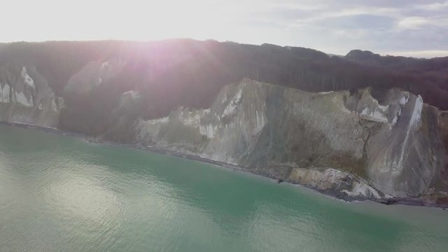 Drone Wide Shot of White Cliffs of Mons Klint